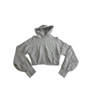 Aerie Cropped Hoodie Heather Gray Boxy Oversized Fit L